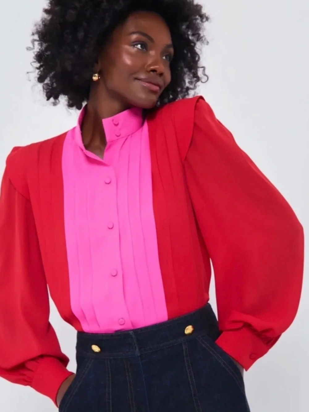 Tuckernuck x India Hicks Grove  Scarlet and Hot Pink Grove Blouse XL